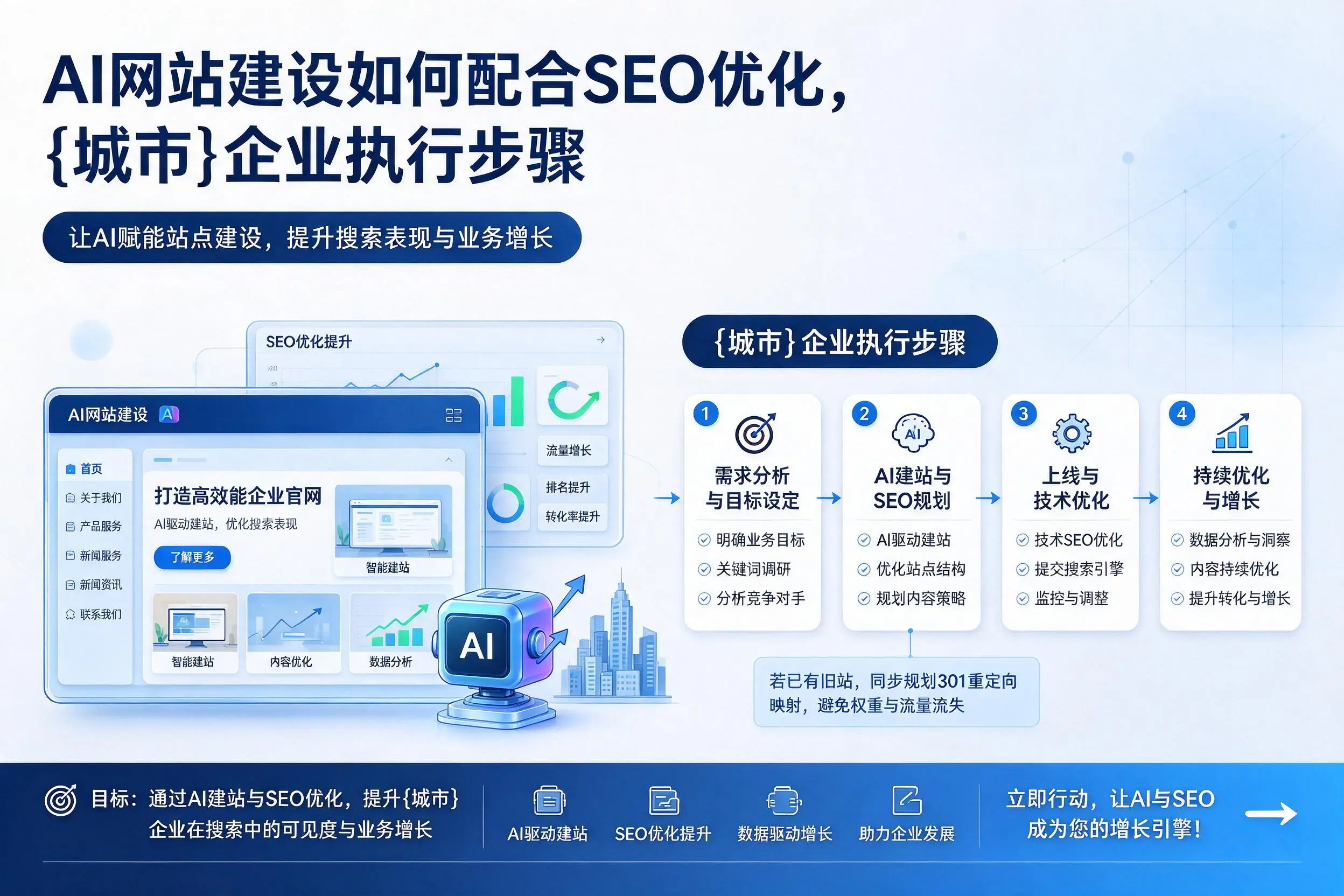 AI网站建设如何配合SEO优化，长春企业执行步骤