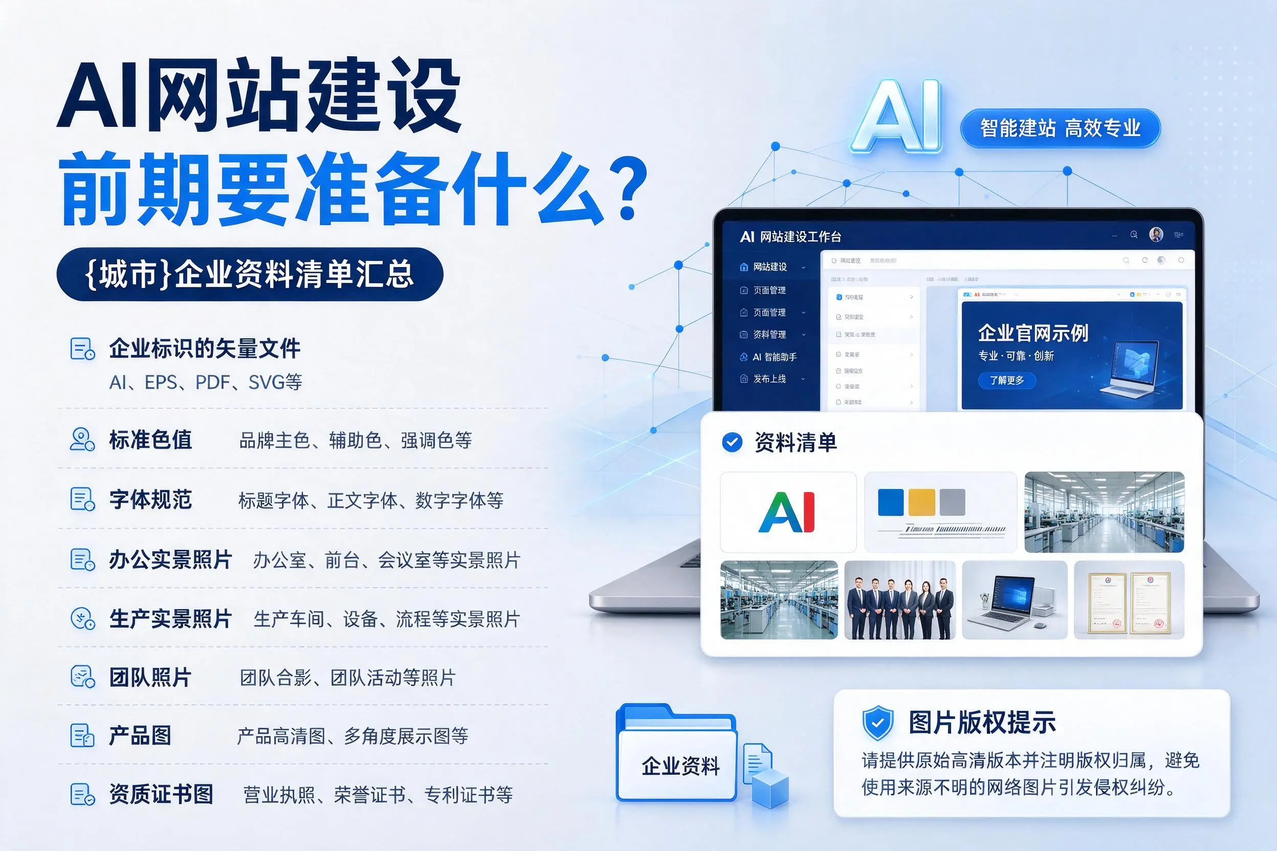 AI网站建设前期要准备什么？长春企业资料清单汇总